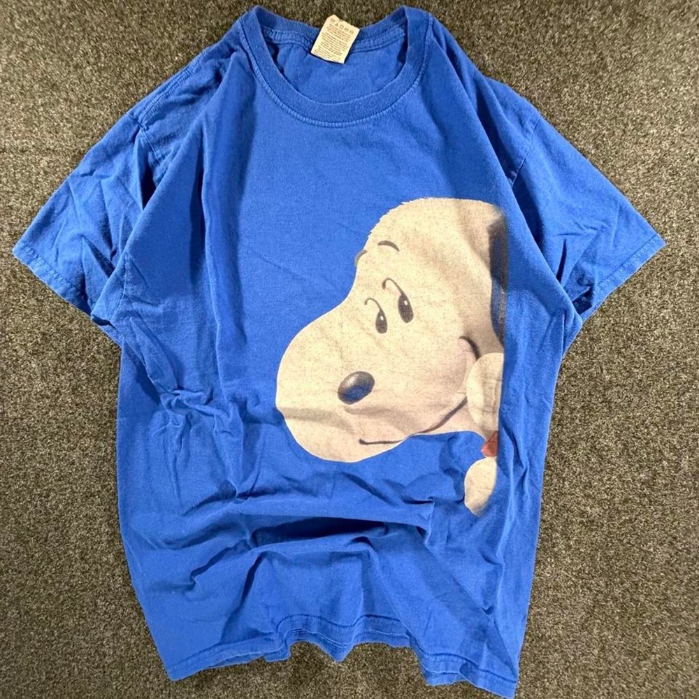 Vintage Fruit of the Loom Peanuts Snoopy Graphic T Shirt Blue Mens Medium Retro